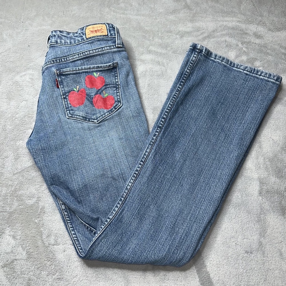 Y2K Era Levi's 518 Super Low Bootcut Size 5 medium apple painted custom pockets